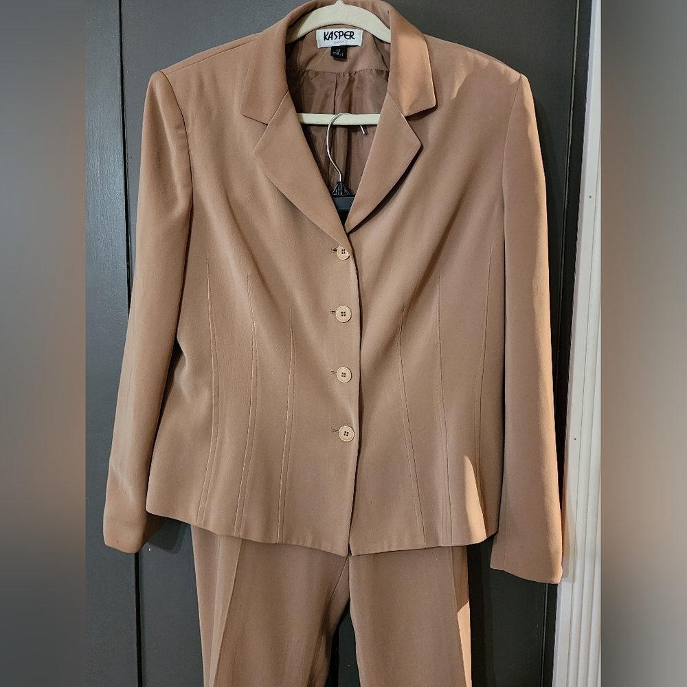 Kasper Tan Women's Blazer and Pants Set